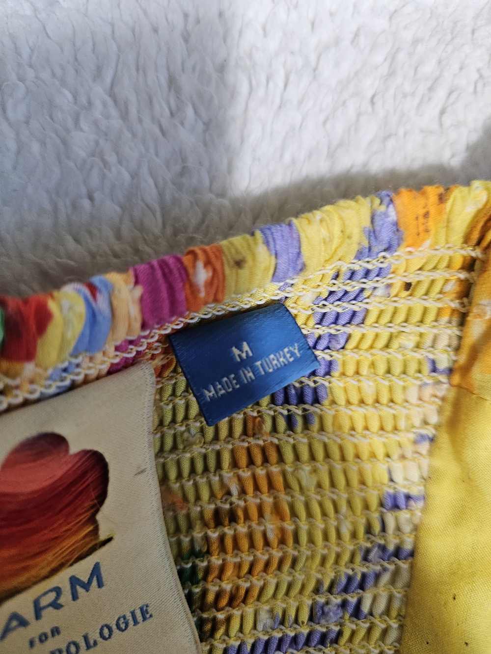 Anthropologie Farm Rio Yellow Textured Tropical Floral Maxi Dress Women's M - Picture 11 of 16